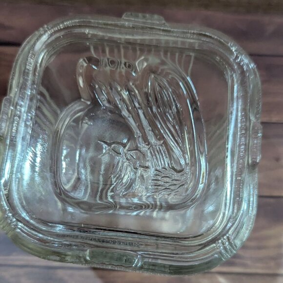 Federal Glass Vintage Clear Ribbed Refrigerator Dish With Apple Design Lid 4" - Picture 7 of 9